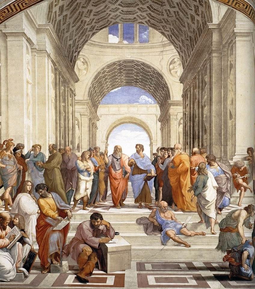 A Escola de Atenas, de Rafael: filósofos de disciplinas diferentes reunidos sob a mesma abóbada.